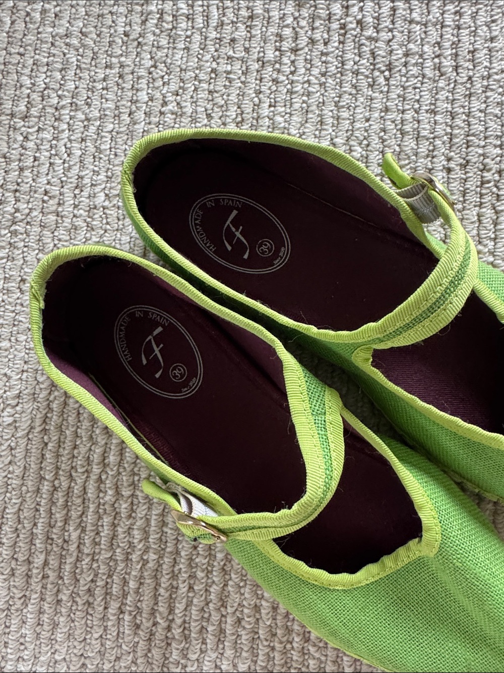 Flabelus Lime Green Line Mary Jane Espadrilles NWOT - Picture 4 of 5